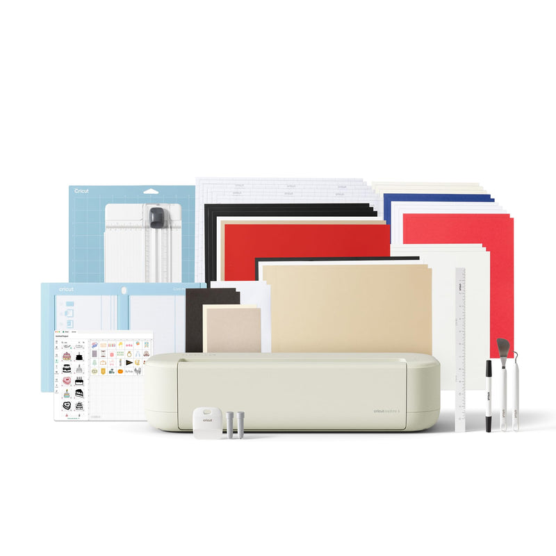 Cricut Explore 5 Essential Bundle - Smart Cutting Machine with Supplies for 65 Projects, Taupe