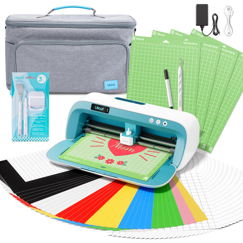 Likcut S41 Portable Vinyl Cutter Machine Bundle with Carry Case – Dual Connectivity Sticker Maker